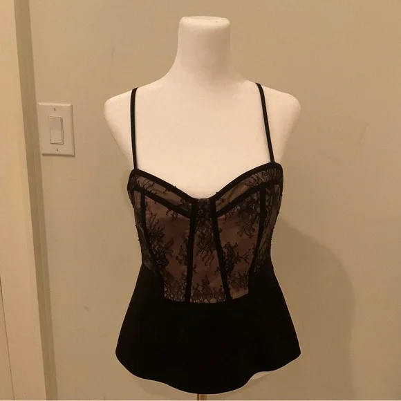 BCBGMaxAzria Black and Tan Lace Top - Picture 1 of 6